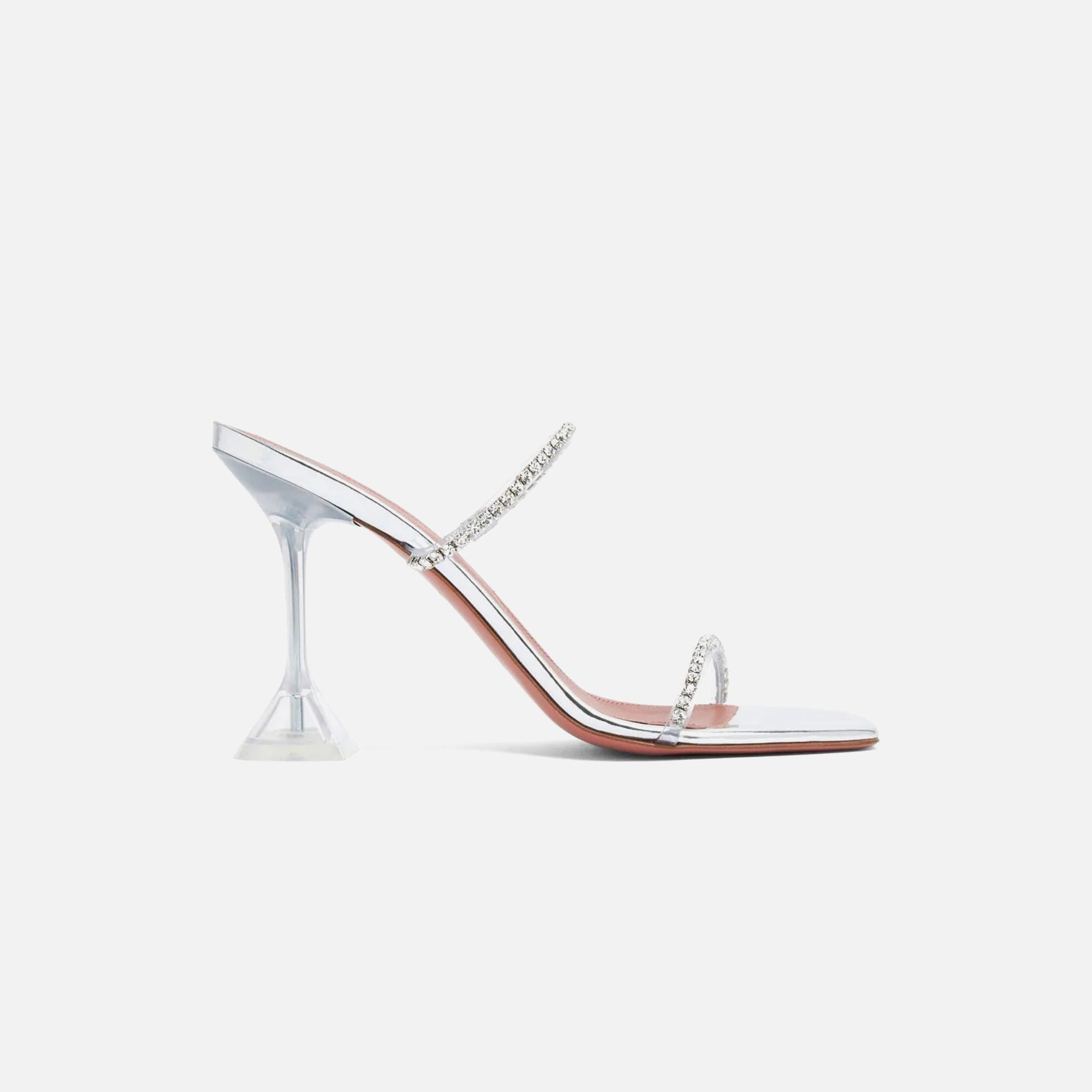 Amina Muaddi Gilda Sandal CL Heel 95mm - Mirror Silver