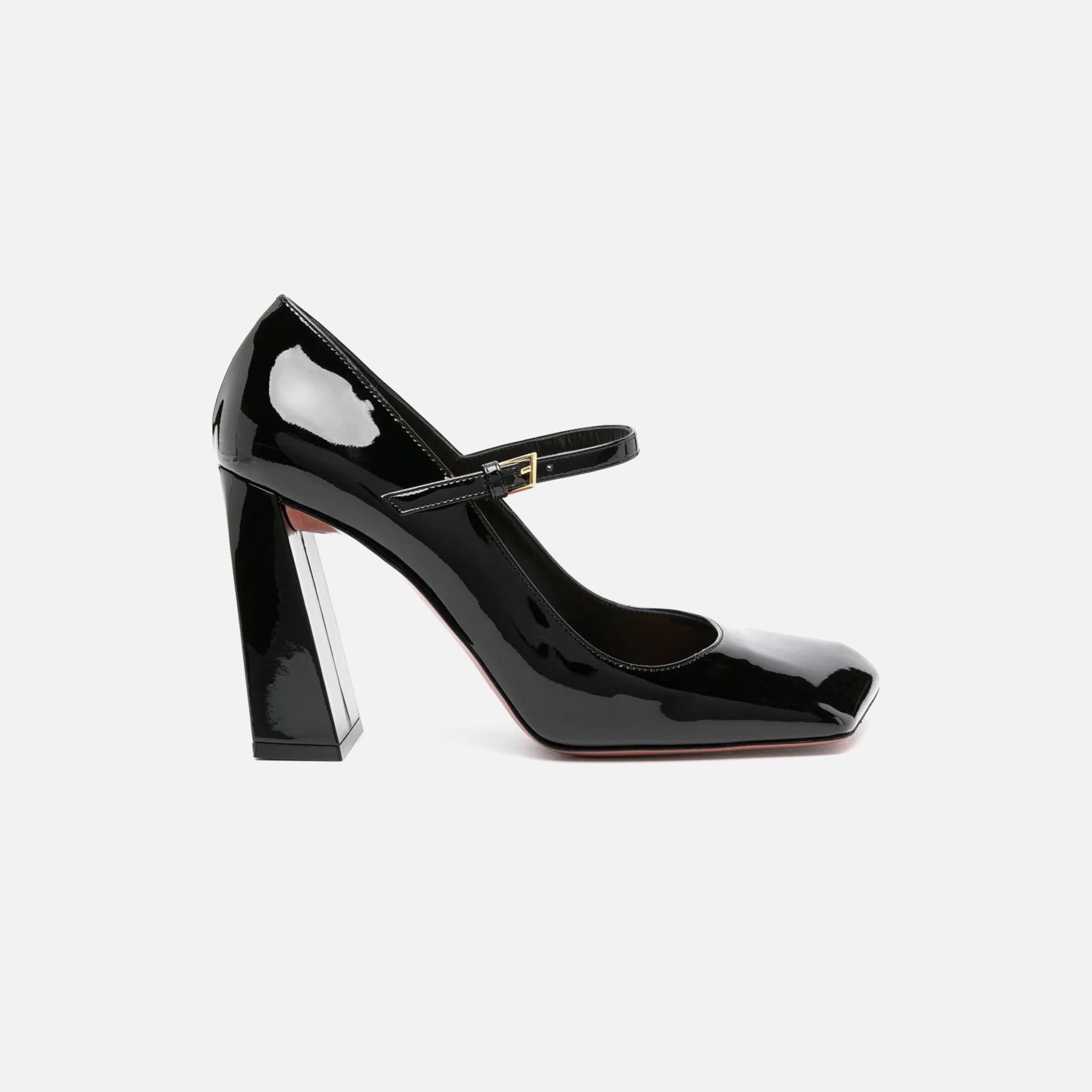 Amina Muaddi Charlotte Pump Block Heel 95mm Patent - Black