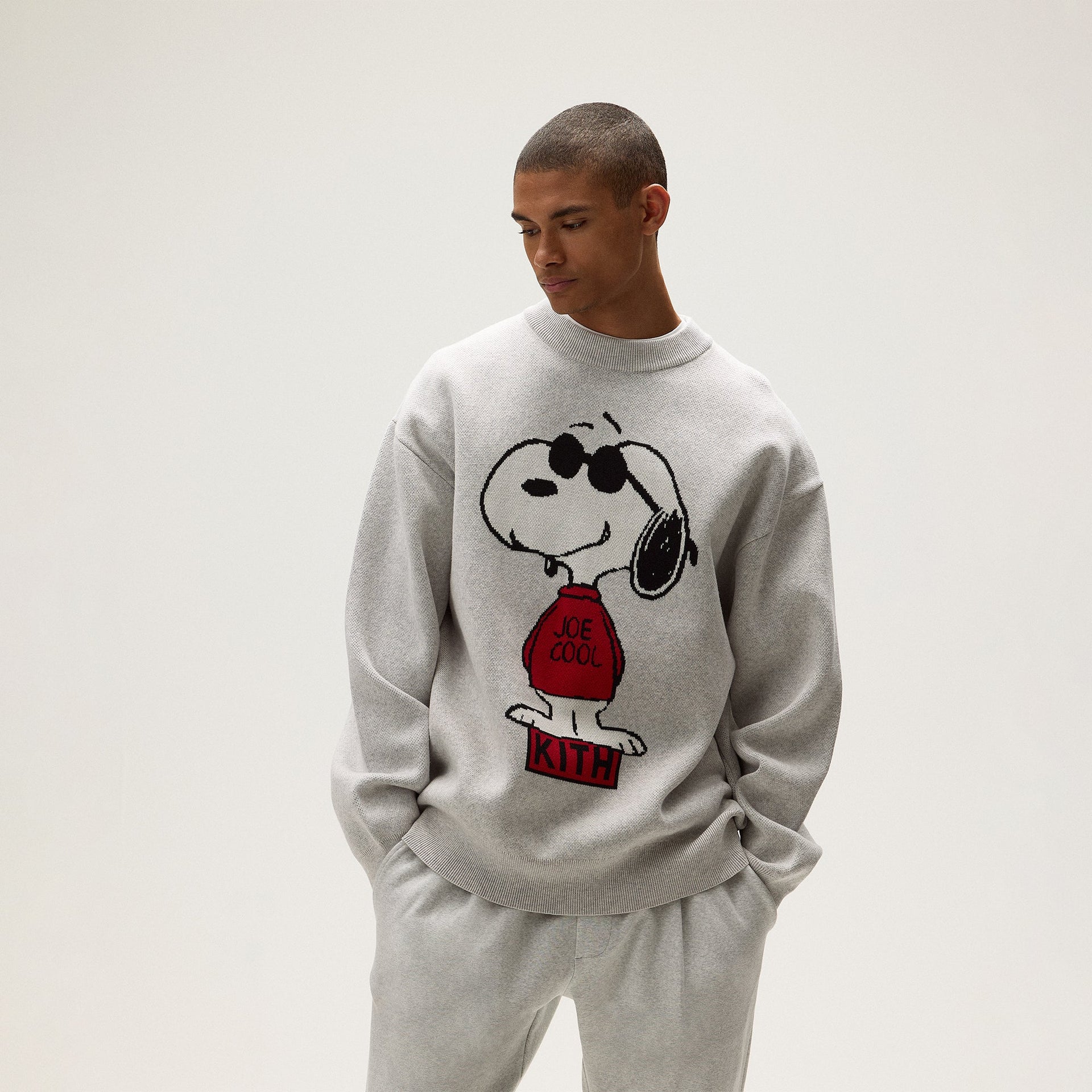 Kith for Peanuts Joe Cool Crewneck Sweater - Light Heather Grey