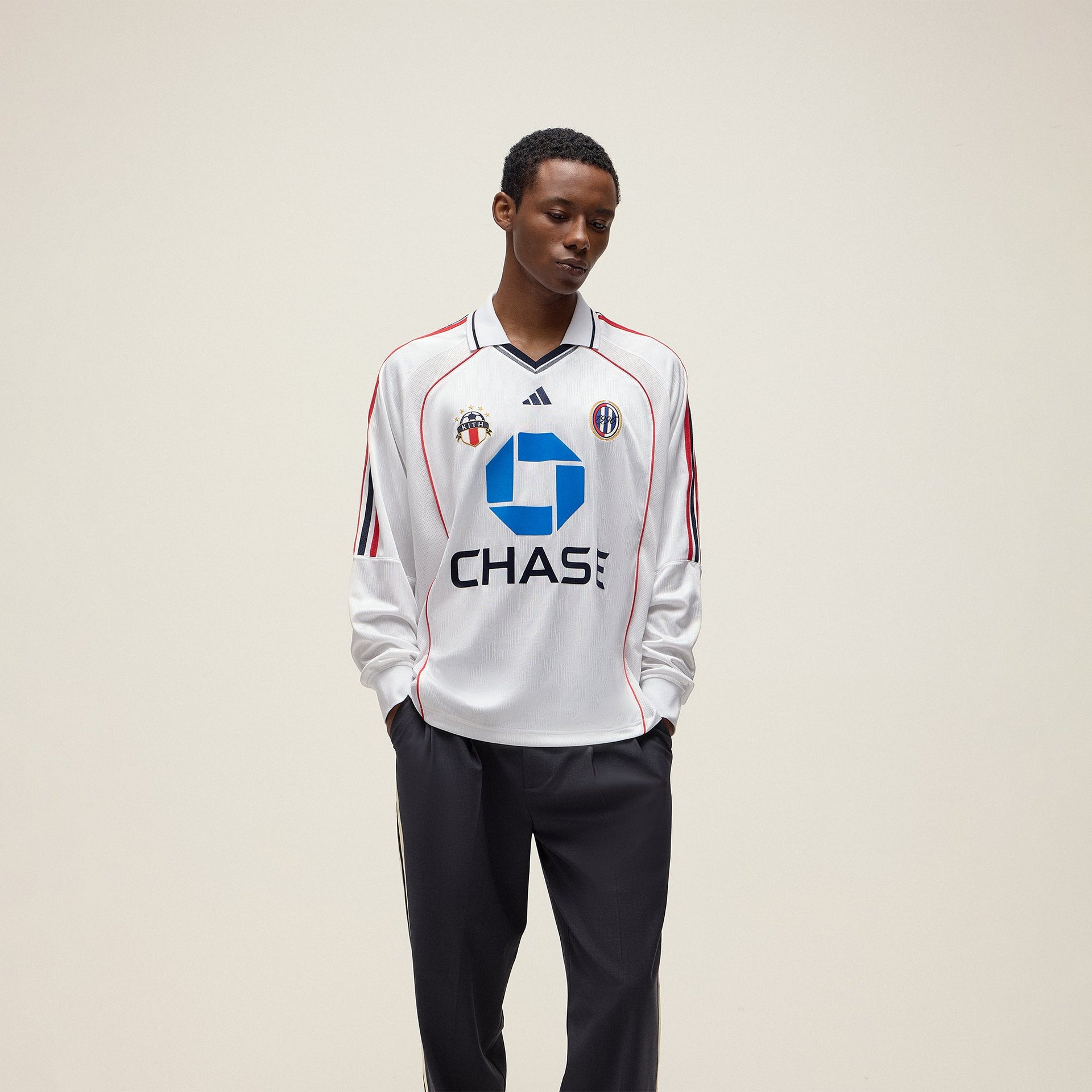 Kith for adidas Football Chase Long Sleeve Jersey in White