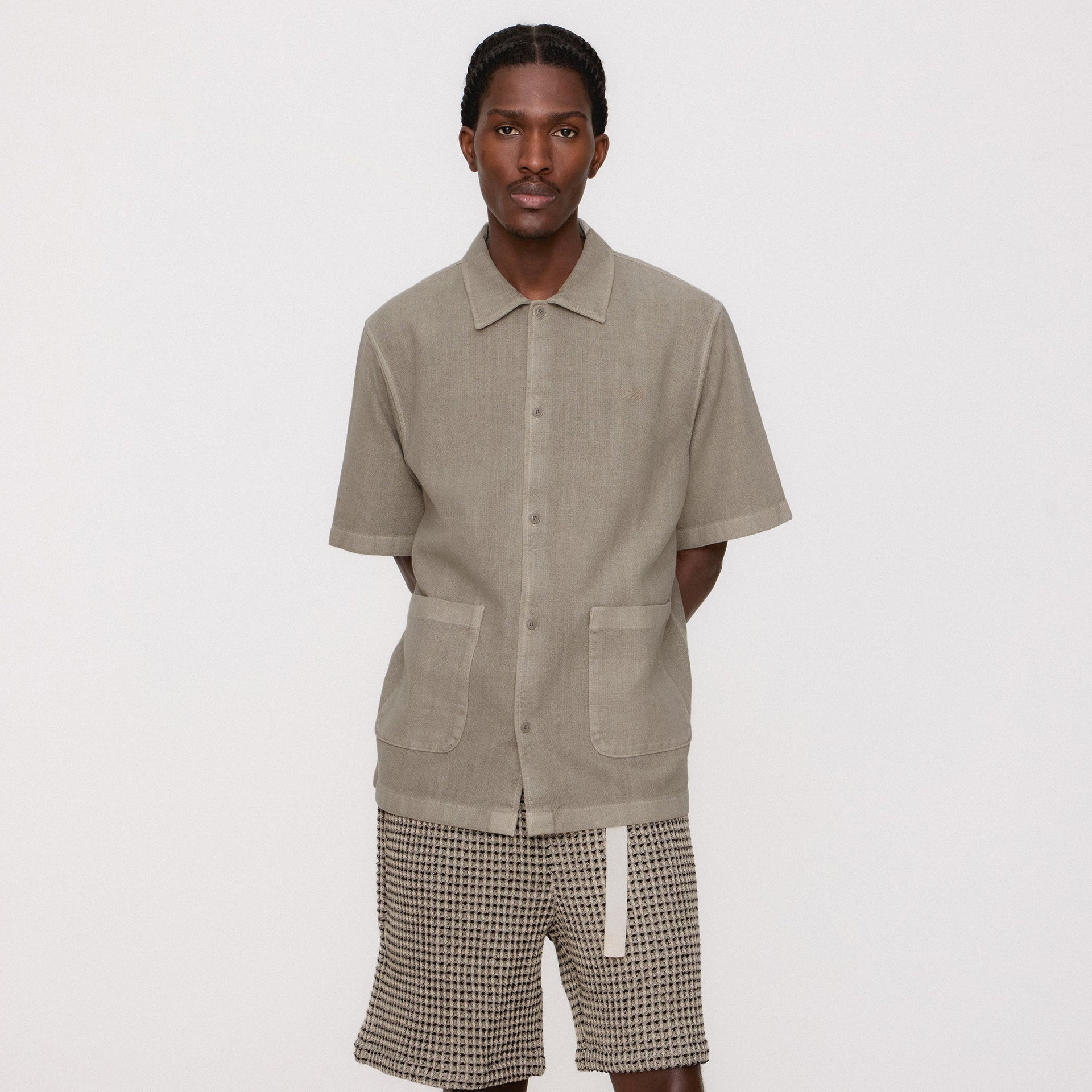 Kith Soft Woven Short Sleeve Boxy Collared Overshirt - Astro