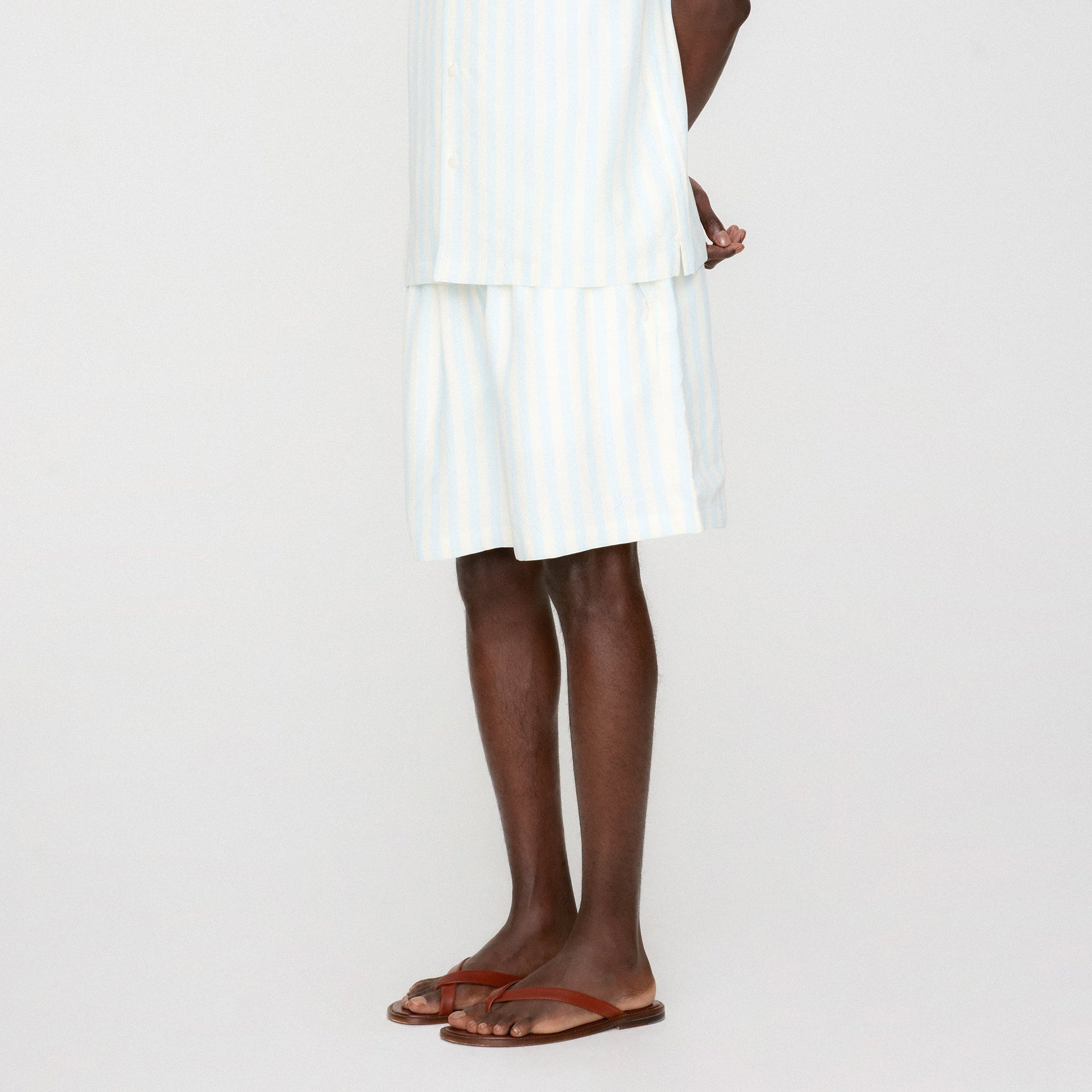 Kith Striped Thompson Camp Collar Shirt - Light Indigo