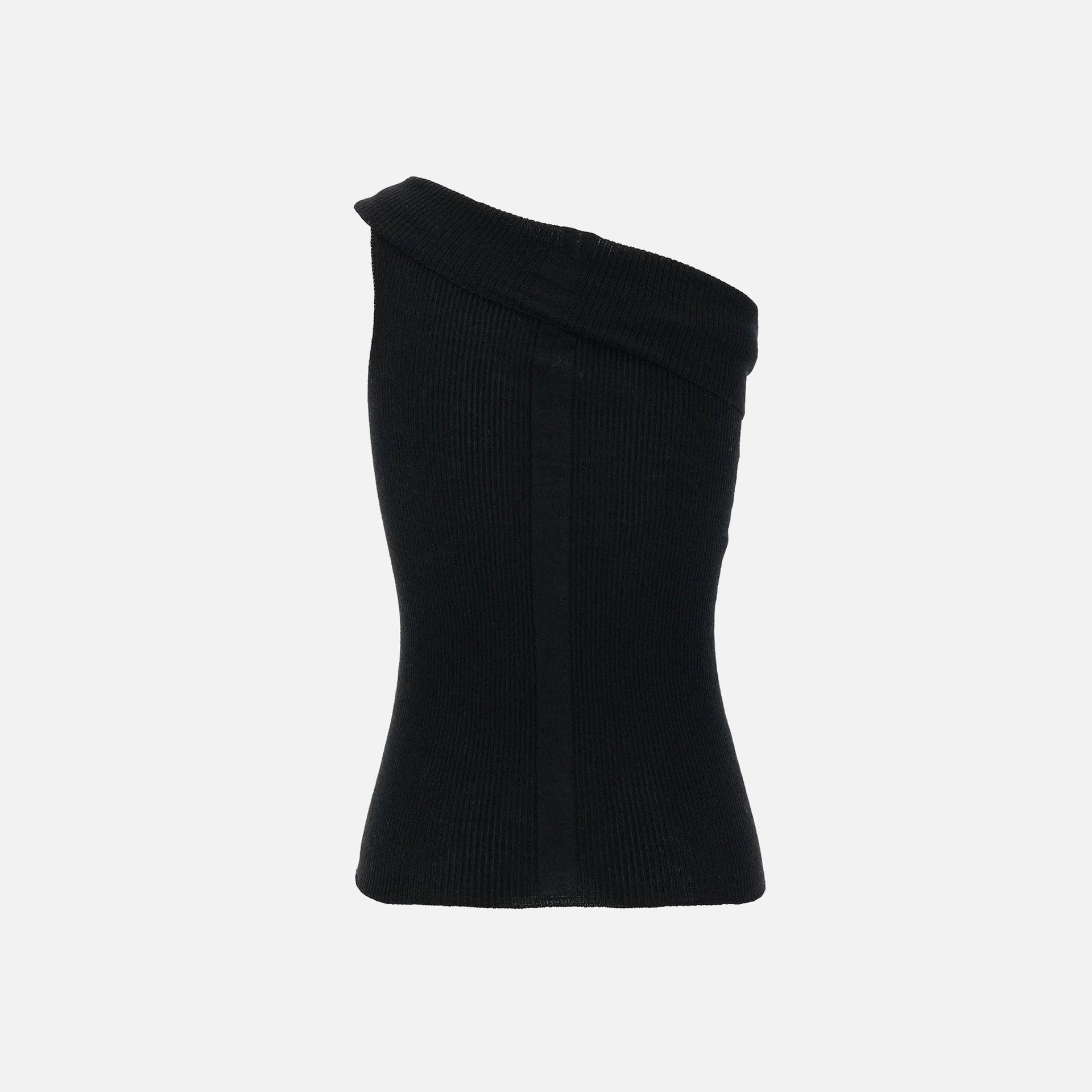 Rick Owens Athena Ribbed One-Shoulder Top - Black