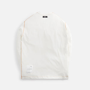 Adish Tatreez Logo Contrast Stitched Long Sleeve Tee - White