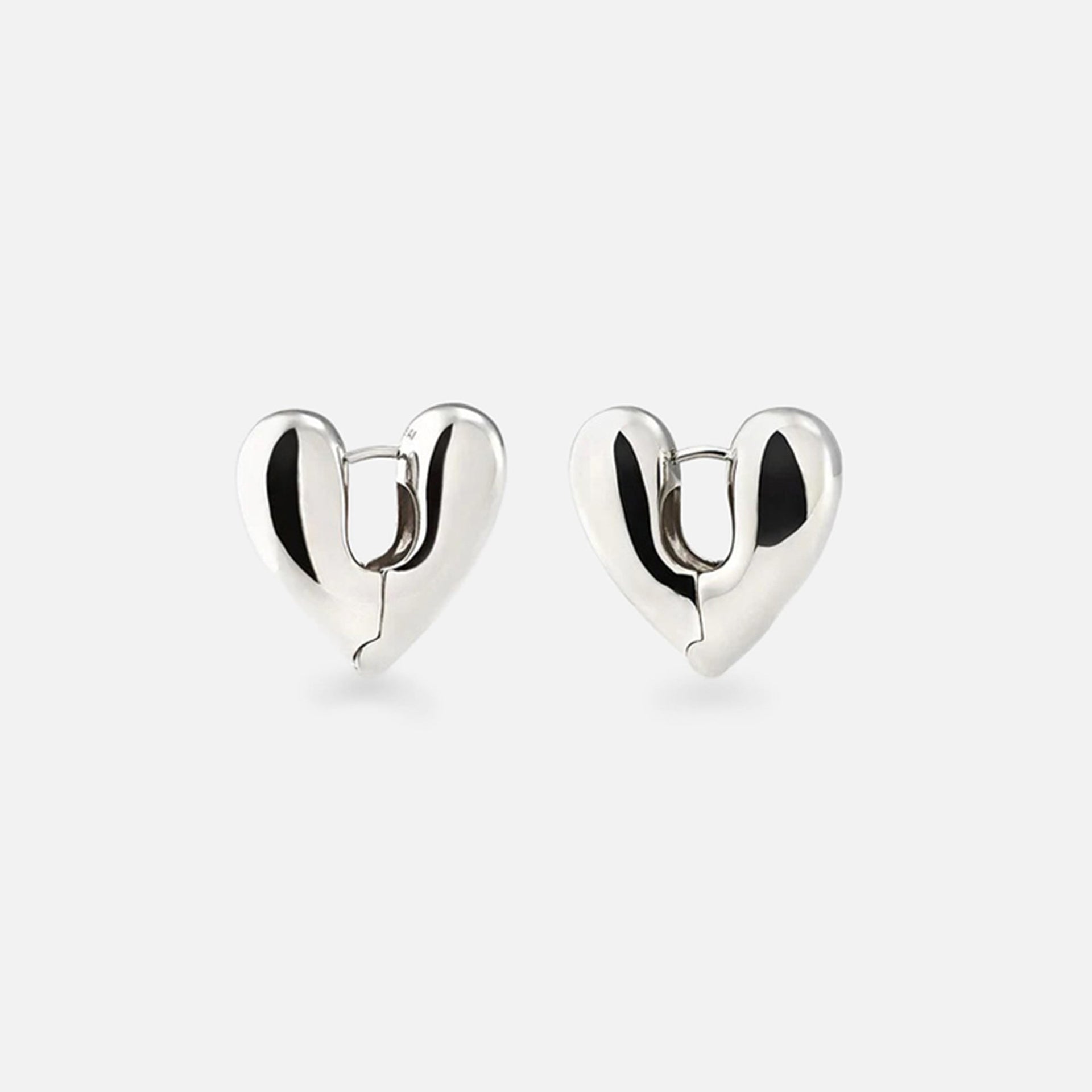 Annika Inez Large Heart Hoops - Silver