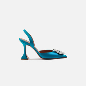 Amina Muaddi Begum Sling Satin Azur CL Heel - Blue