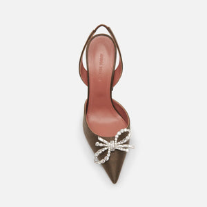 Amina Muaddi Rosie Sling Satin CL Heel - Acid Brown