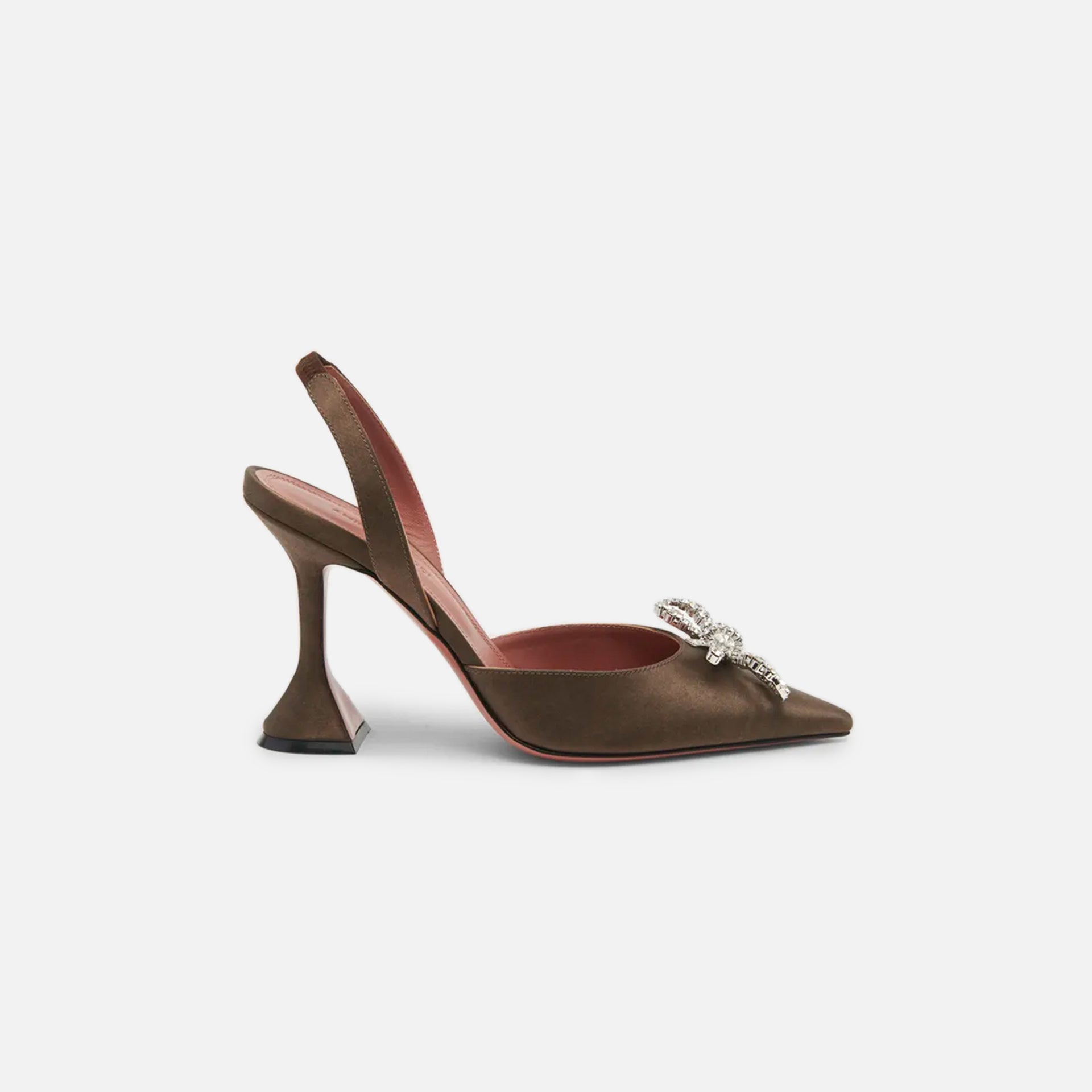 Amina Muaddi Rosie Sling Satin CL Heel - Acid Brown