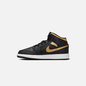 Jordan GS Air Jordan 1 Mid - Black / Metallic Gold / White