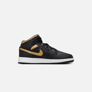 Jordan GS Air Jordan 1 Mid - Black / Metallic Gold / White