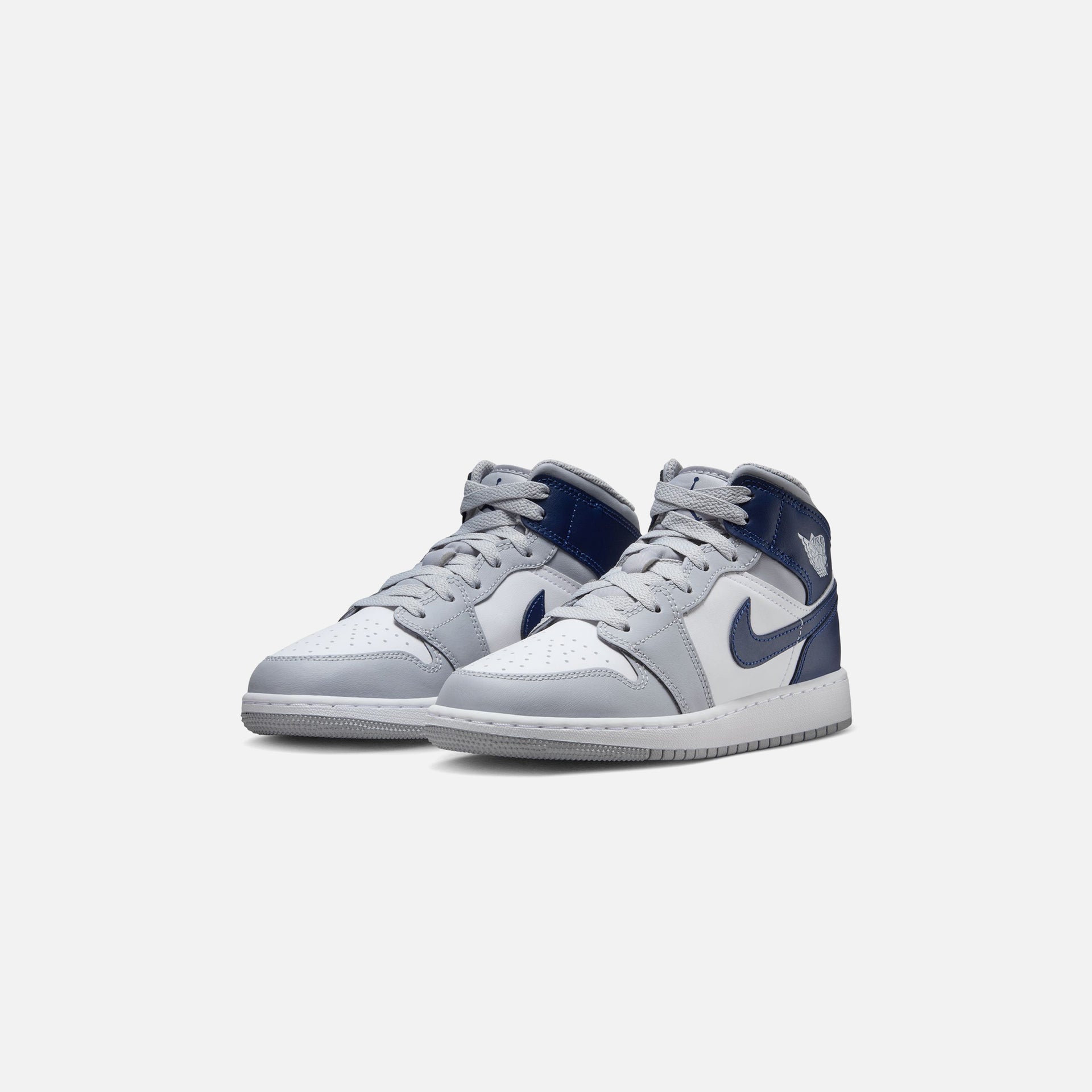 Jordan GS Air Jordan 1 Mid - White / Midnight Navy / Wolf Grey