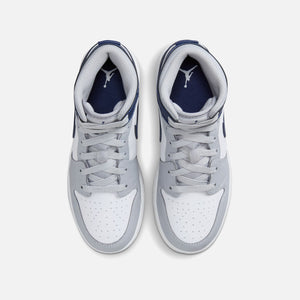 Jordan GS Air Jordan 1 Mid - White / Midnight Navy / Wolf Grey