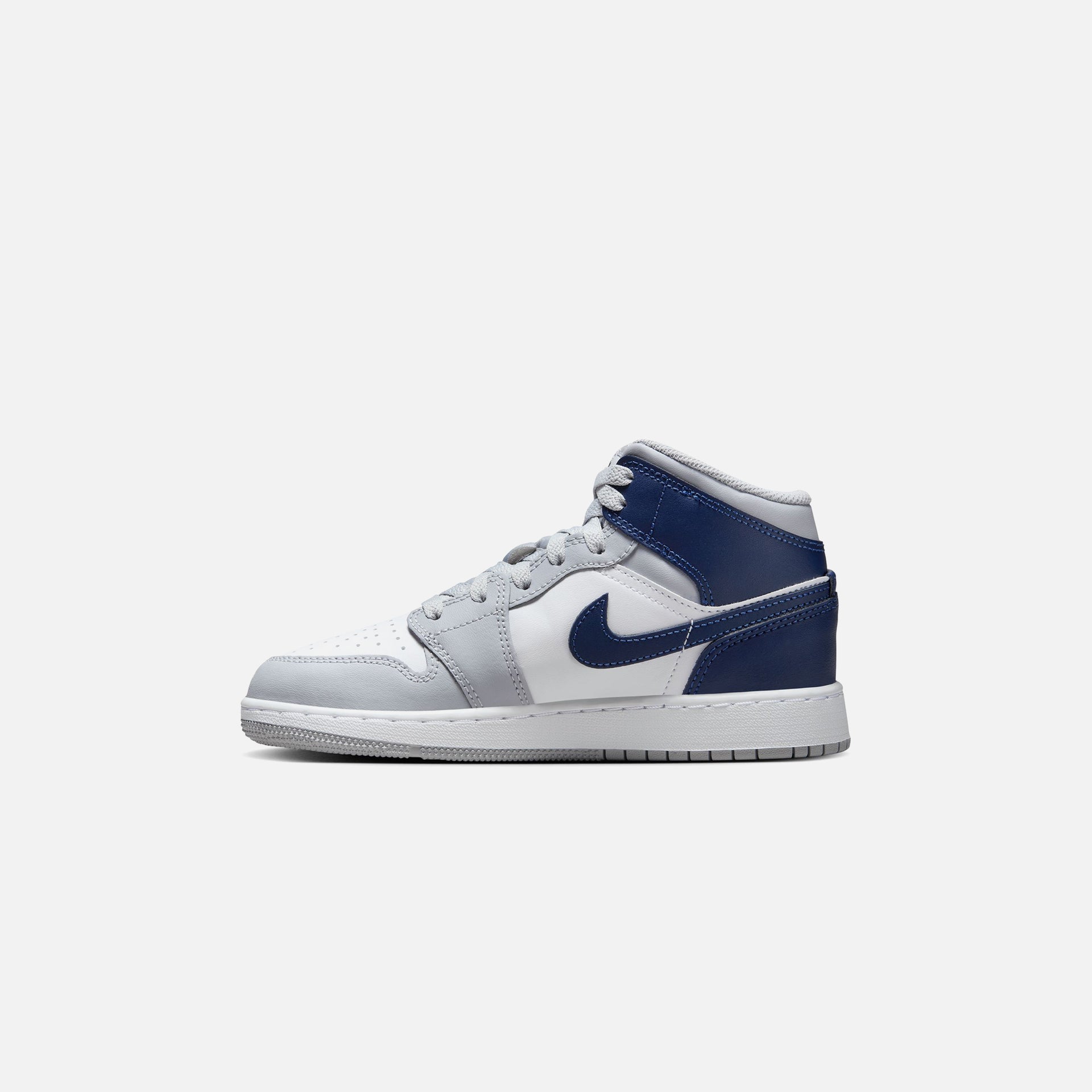 Jordan GS Air Jordan 1 Mid - White / Midnight Navy / Wolf Grey