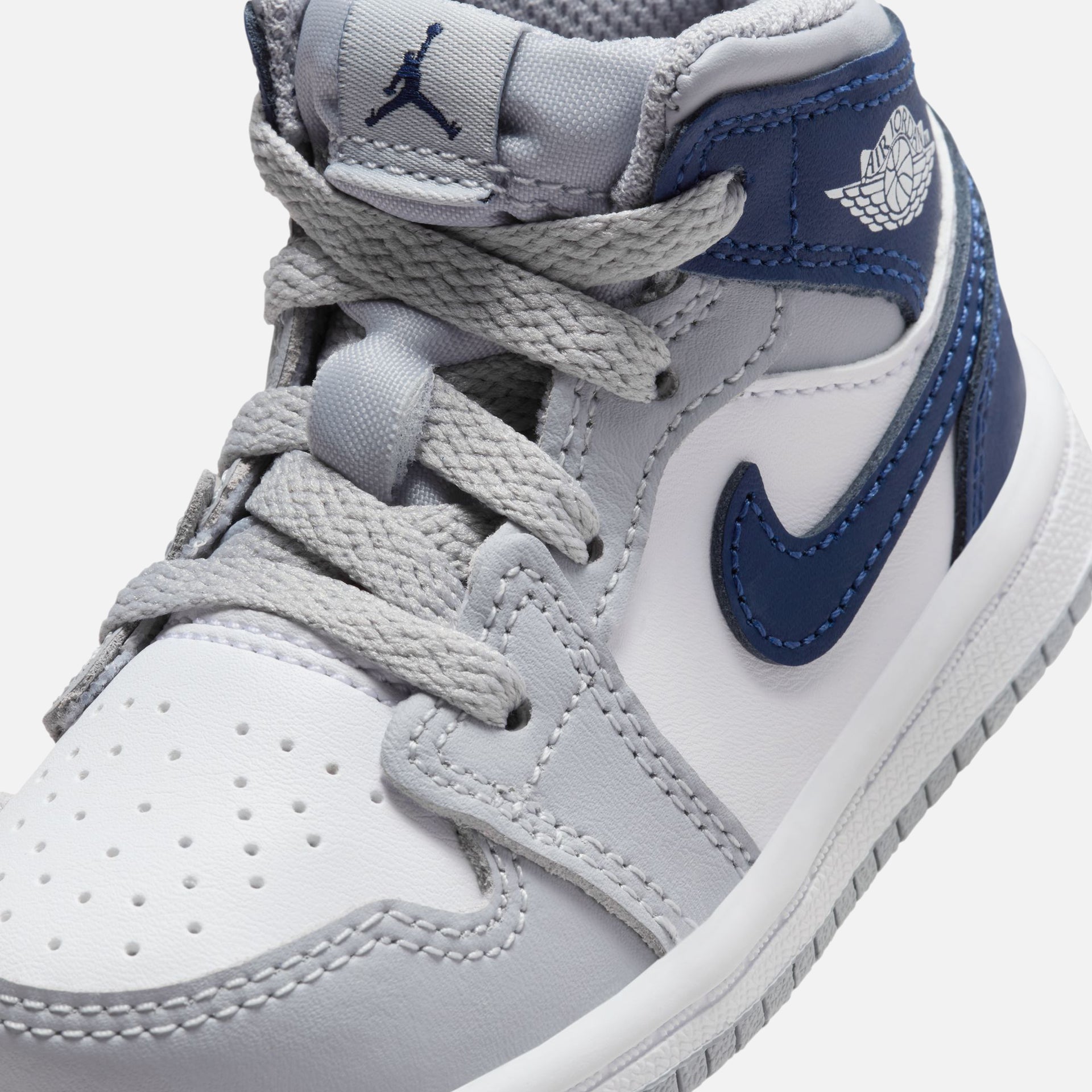 Jordan TD Air Jordan 1 Mid - White / Midnight Navy / Wolf Grey