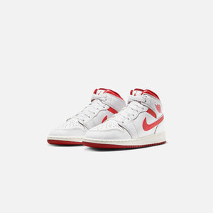 Jordan Grade School Air Jordan 1 Mid SE - White / Lobster / Dune Red / Sail