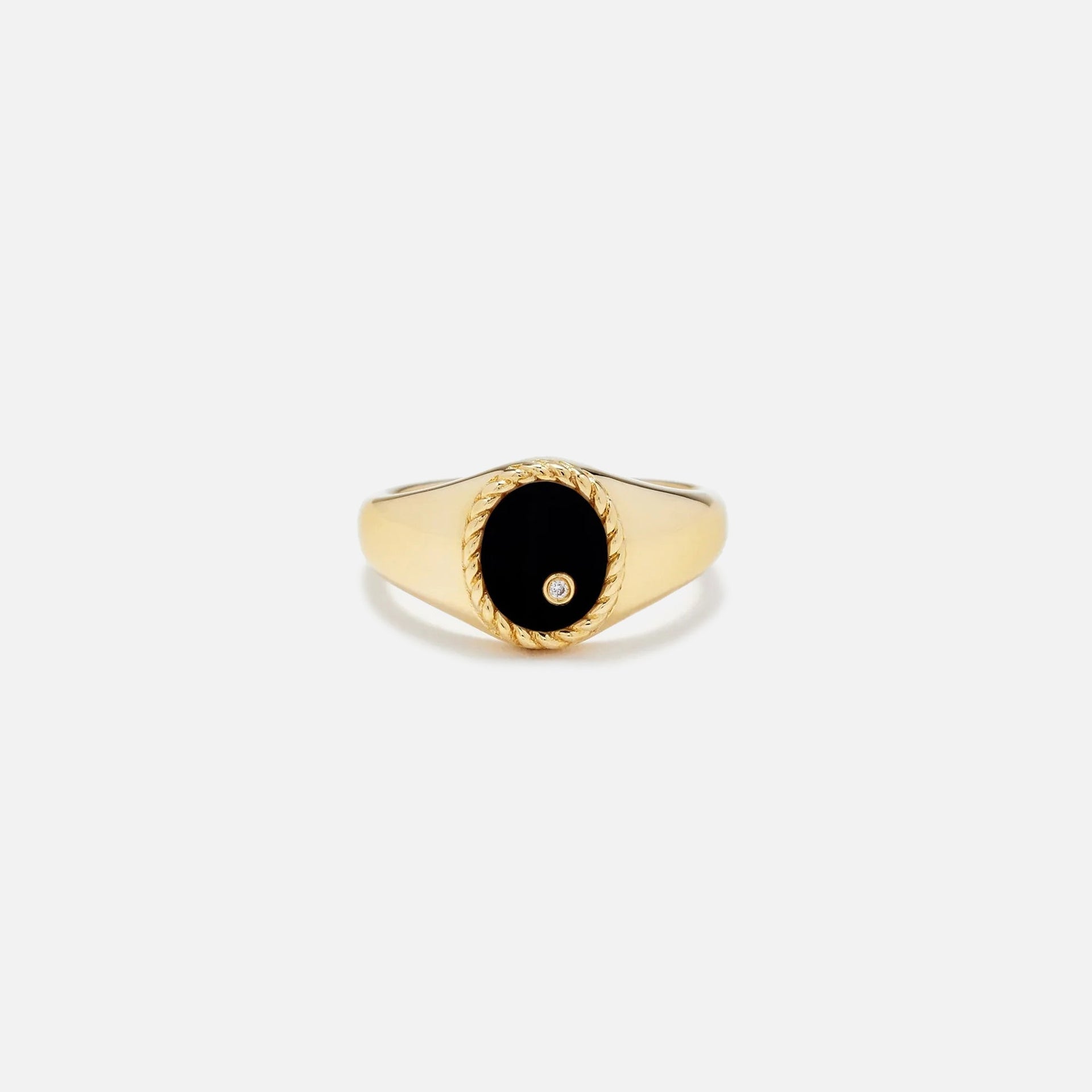 Yvonne Leon Baby Signet Ring With Diamond - Black