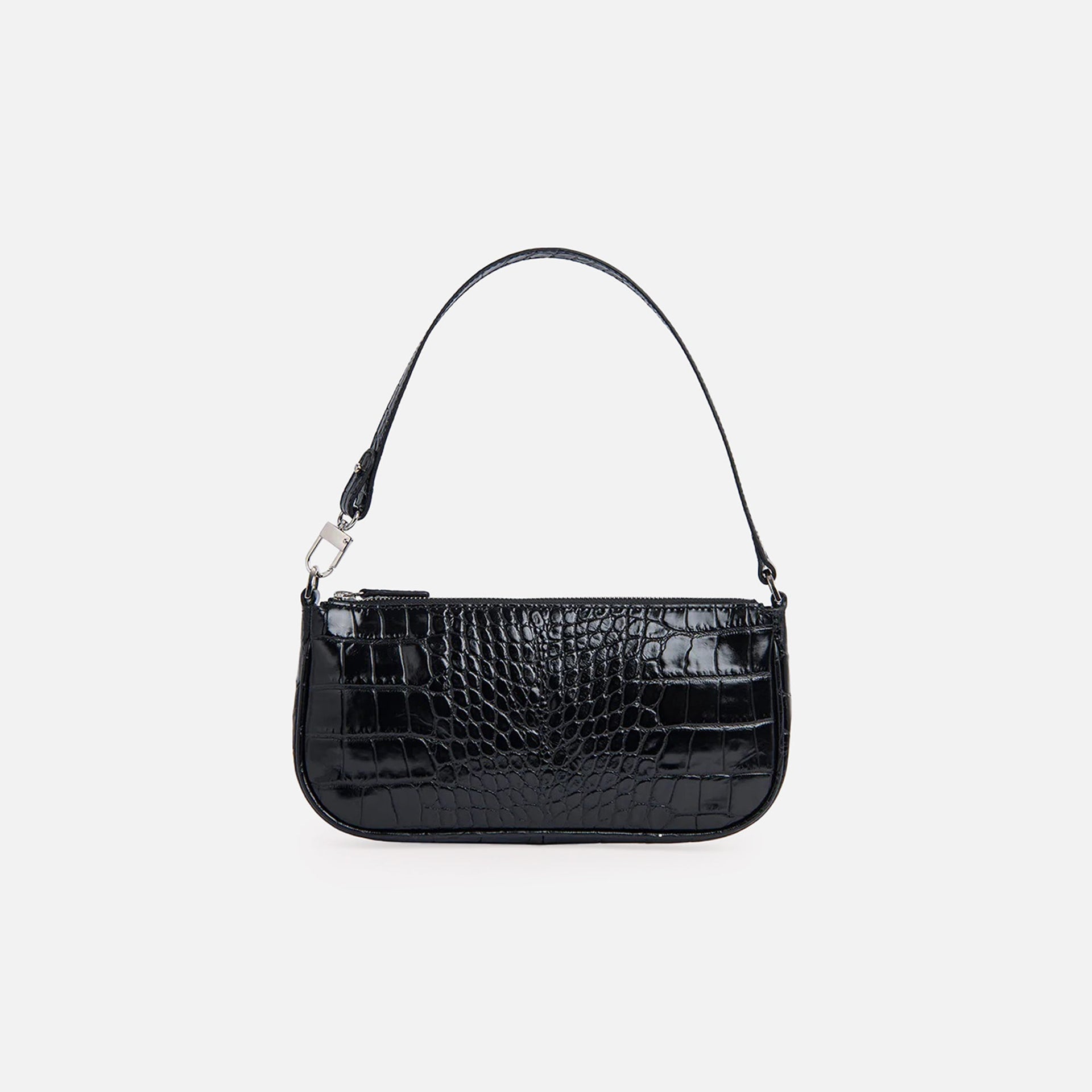 By Far Rachel Croc Embossed Leather - Black