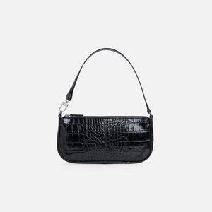 By Far Rachel Croc Embossed Leather - Black