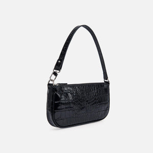 By Far Rachel Croc Embossed Leather - Black