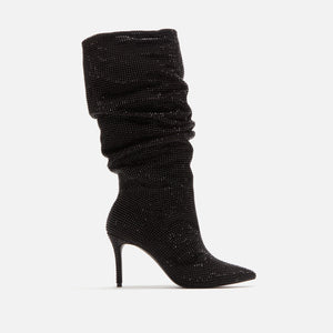 Black Suede Studio Geni Boot - Black Crystal Embellished Suede