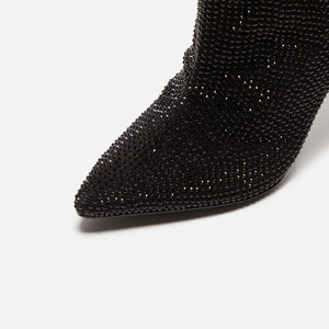 Black Suede Studio Geni Boot - Black Crystal Embellished Suede