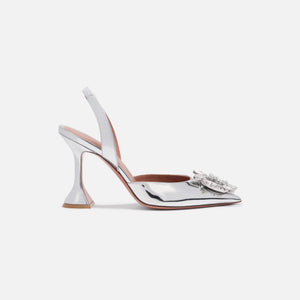 Amina Muaddi Begum Sling CL Heel 95mm - Mirror Silver