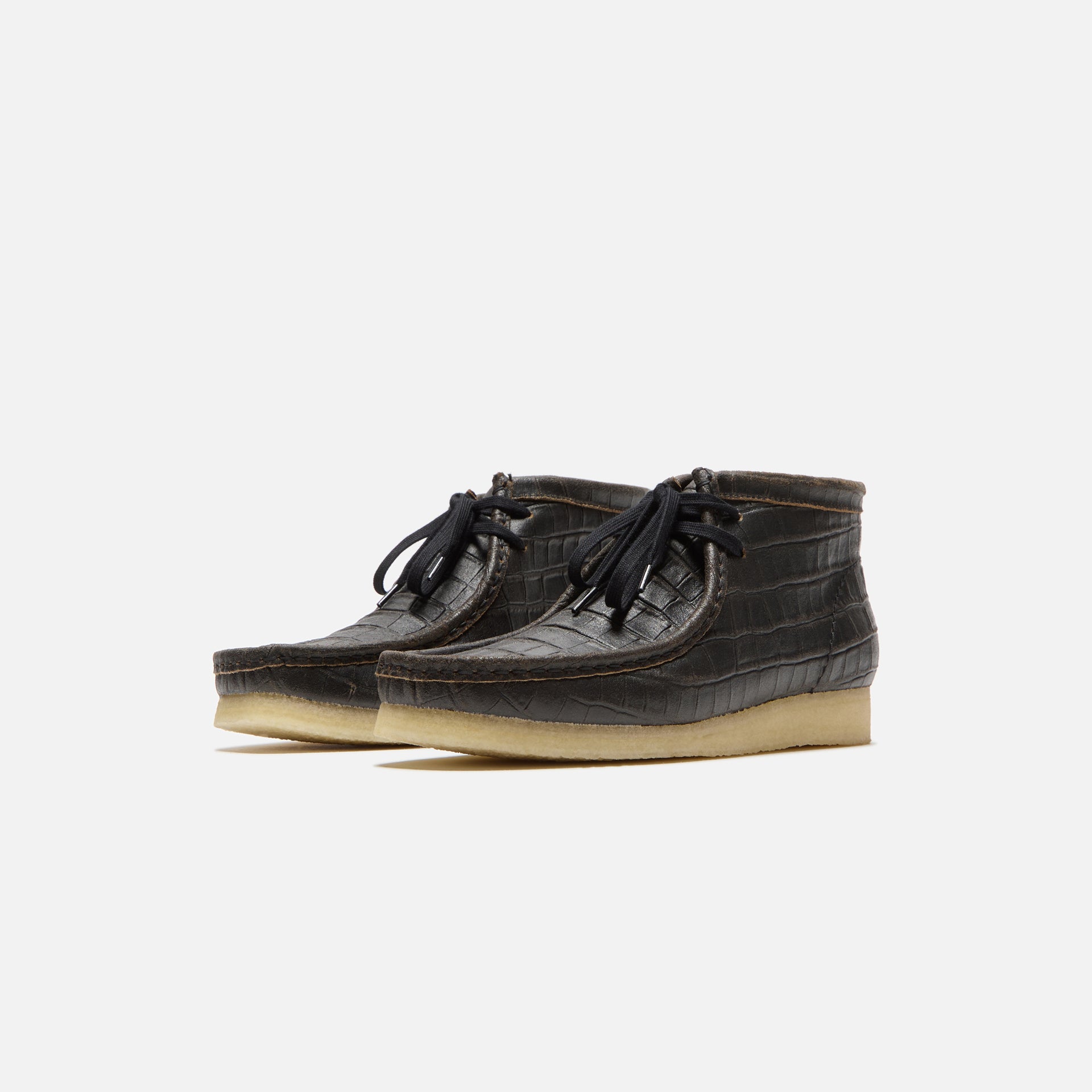 Clarks Wallabee Boot Harajuku - Black Croc Distress Leather