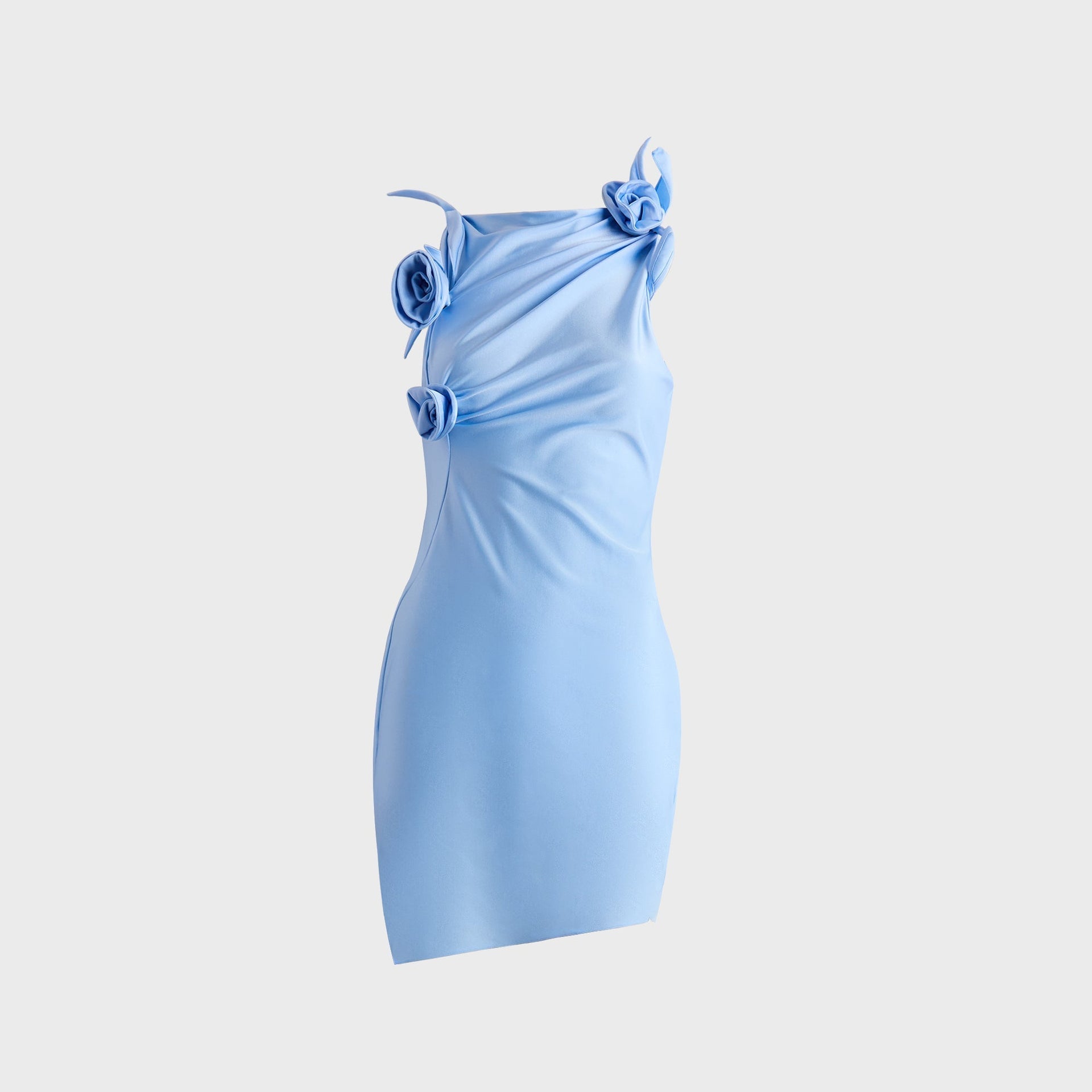 Coperni Asymmetric Flower Mini Dress - Blue