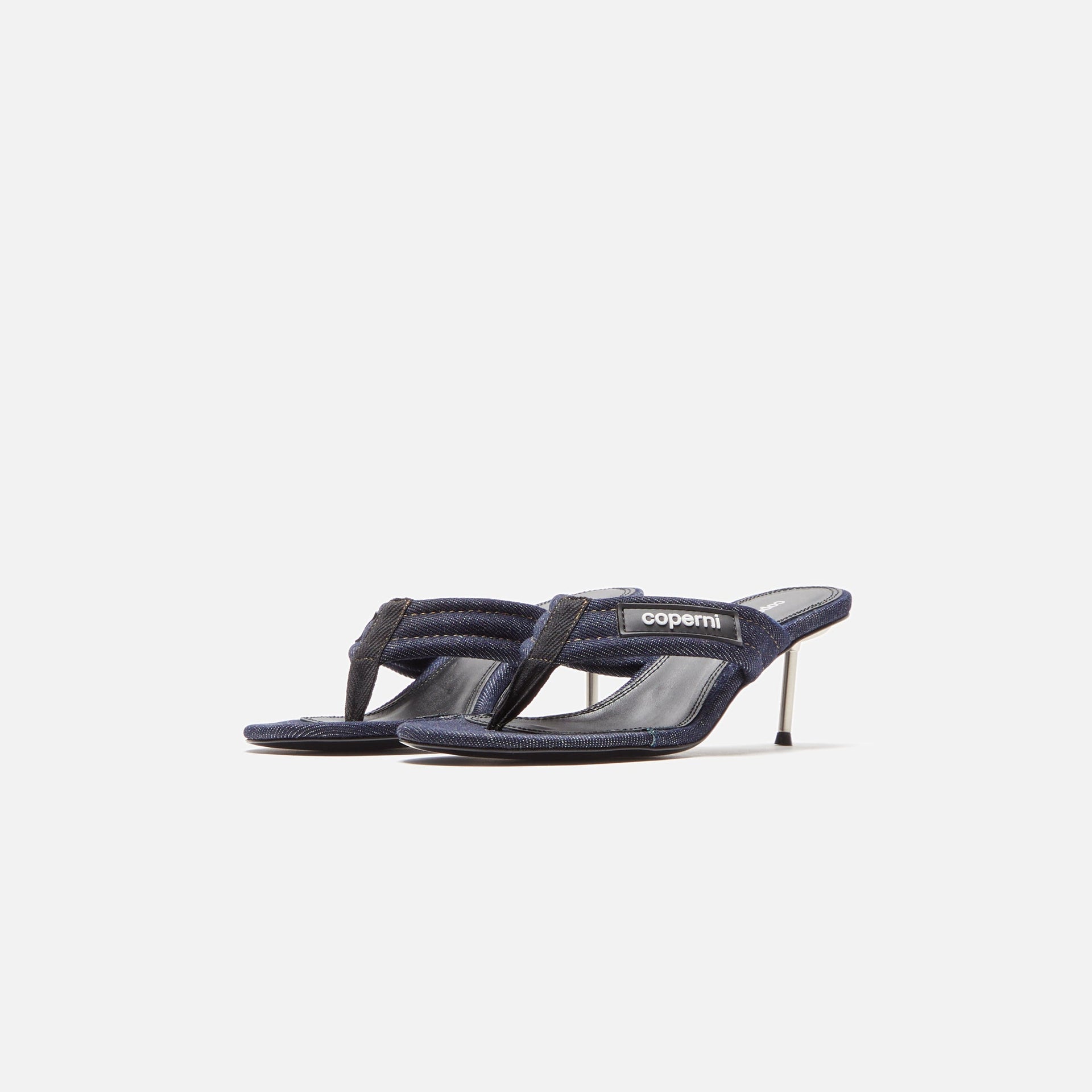 Coperni Denim Branded Thong Sandal - Dark Navy