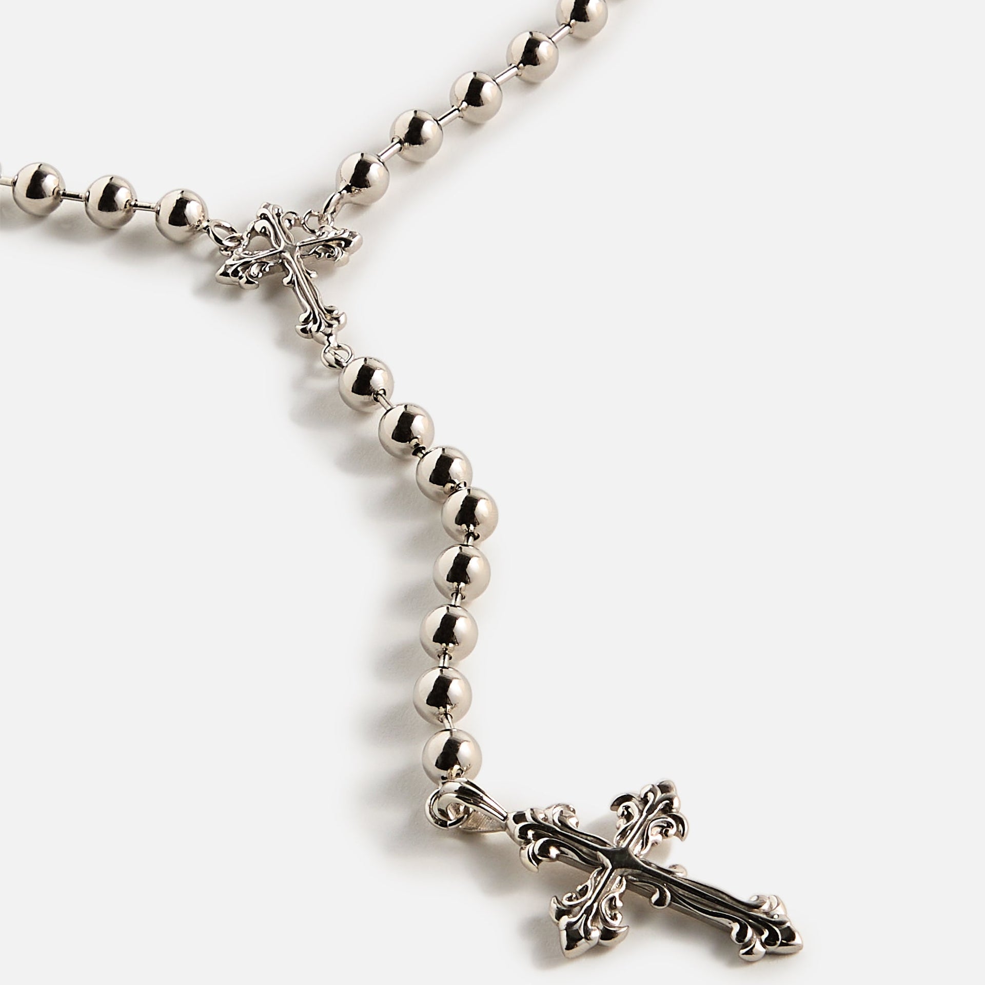 Emanuele Bicocchi Beaded Chain Rosary Necklace - Silver