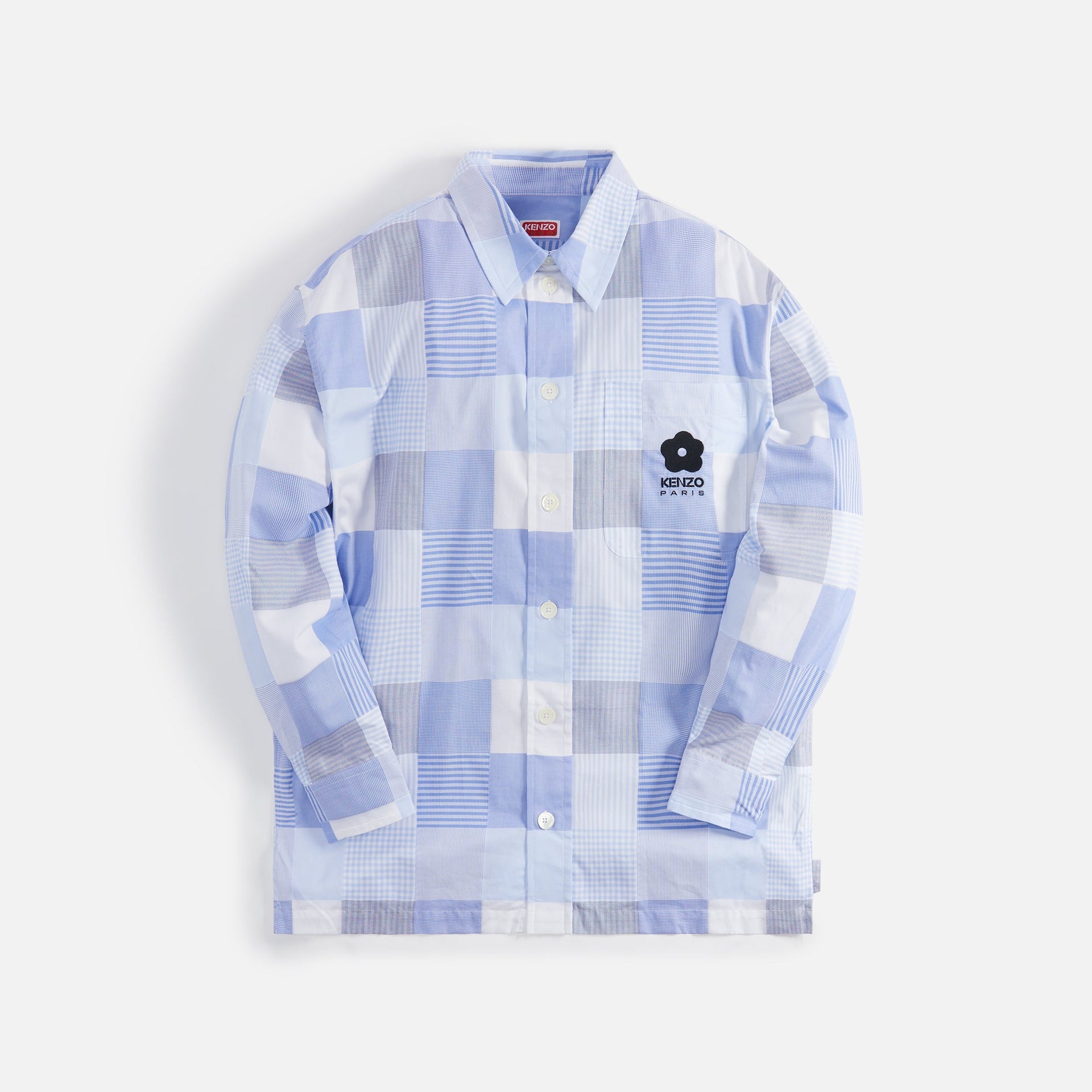 Kenzo Patchwork Oversized Shirt - Light Blue