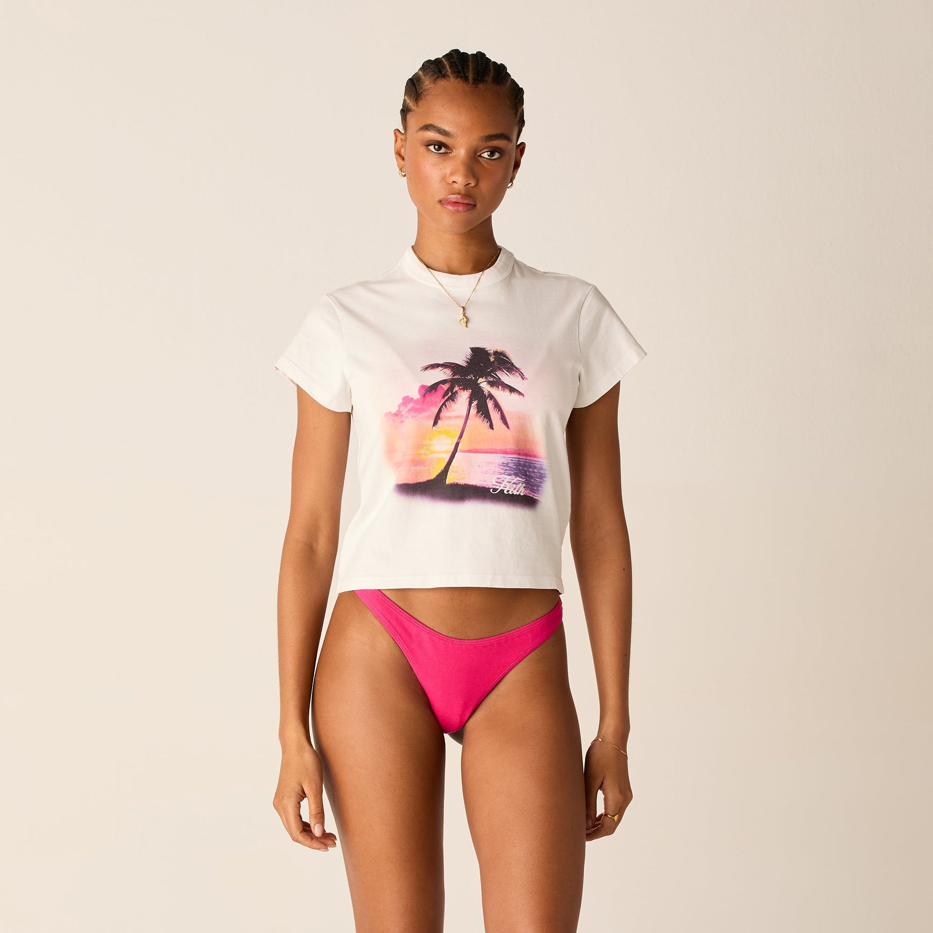 Kith Women Sunset Palm Mulberry Vintage Tee - White