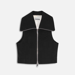 Ganni Bonded Crepe Zip Vest - Black