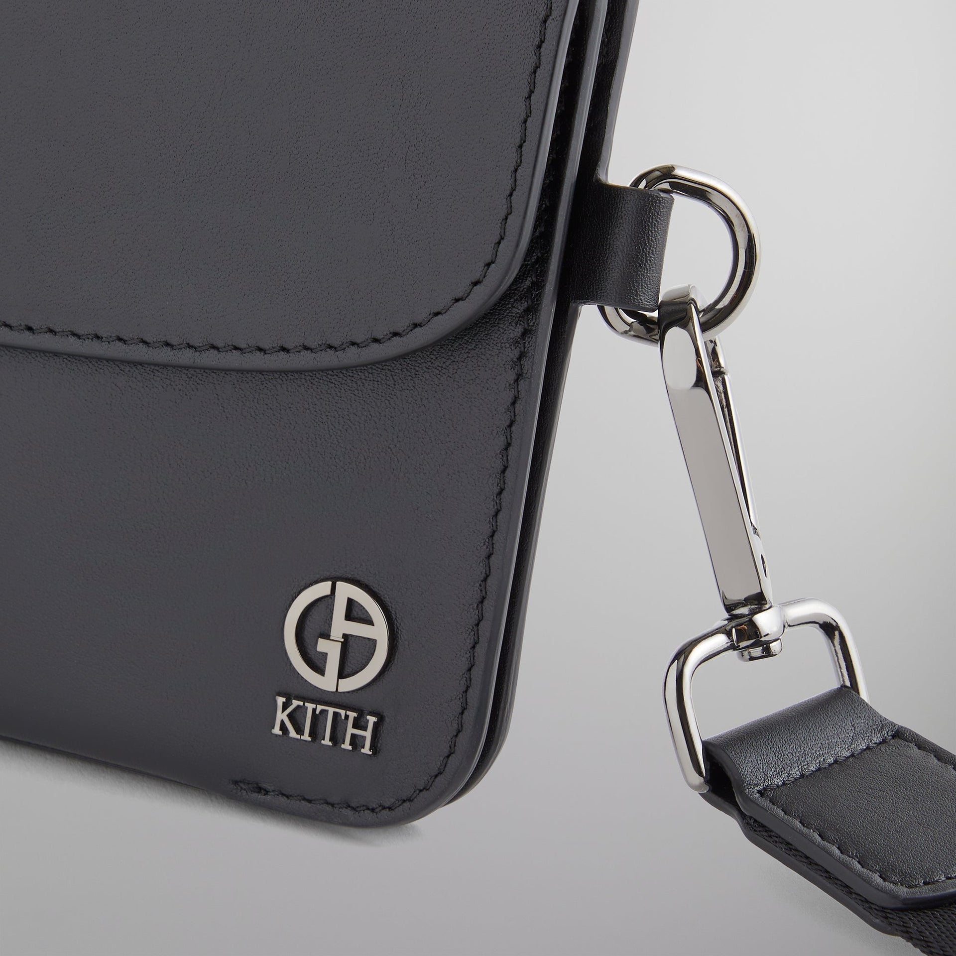 Kith & Giorgio Armani Leather Double Pouch - Black