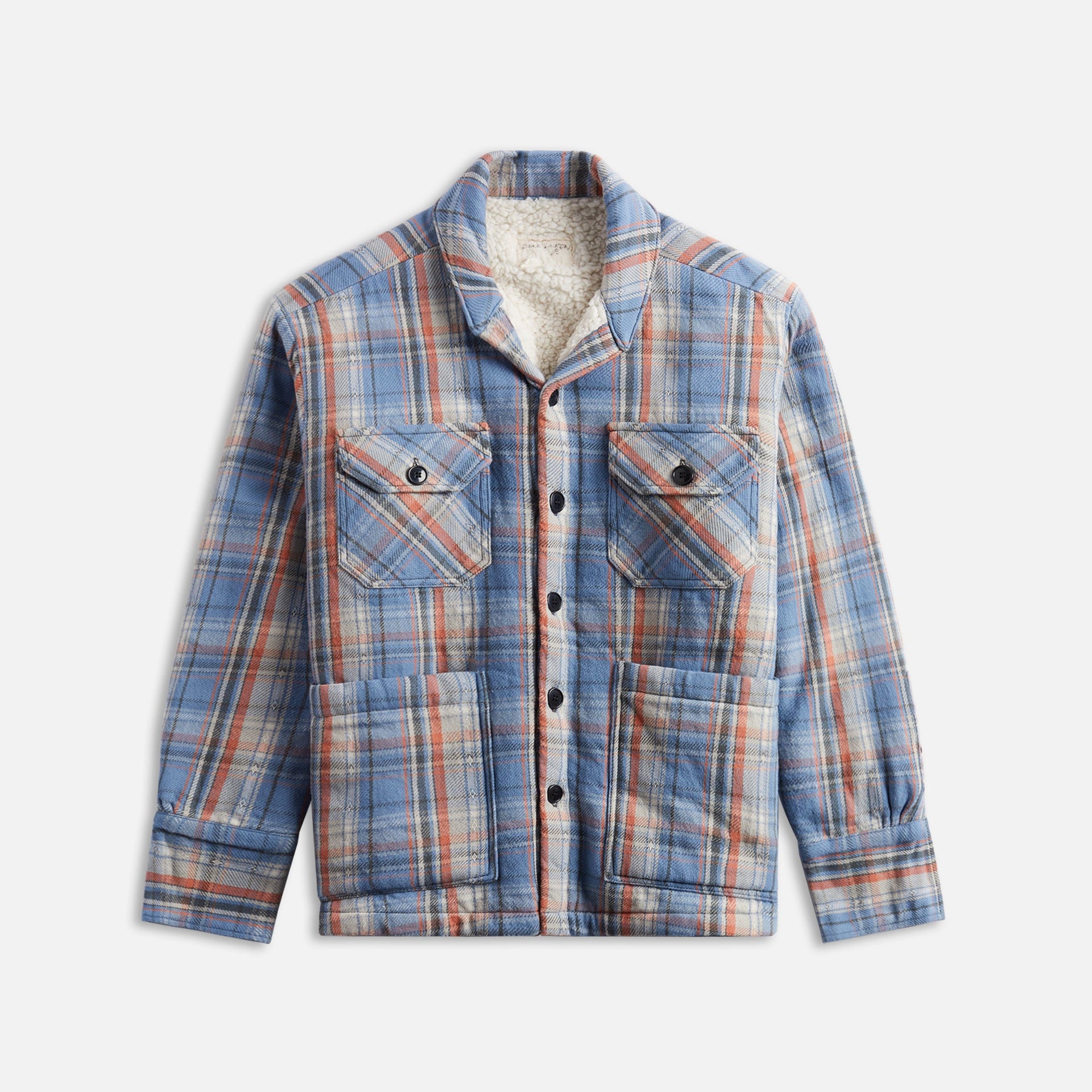 Greg Lauren Faded Blue Sherpa Lined Boxy - Faded Blue Plaid