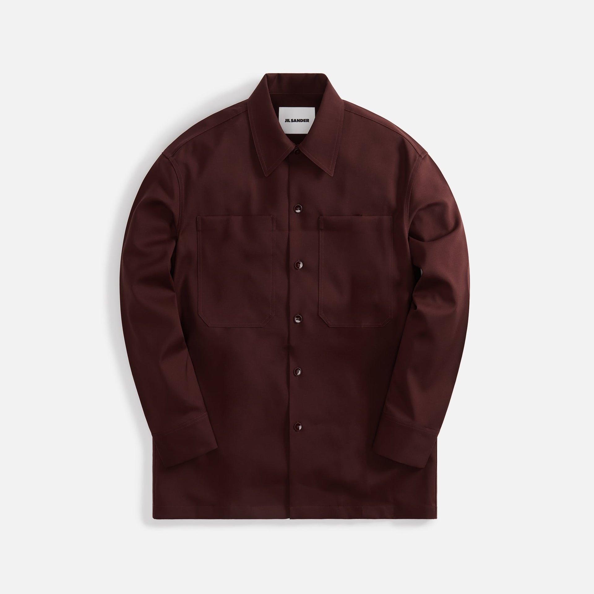 Jil Sander Fine Wool Gabardine Shirt - Chestnut Brown