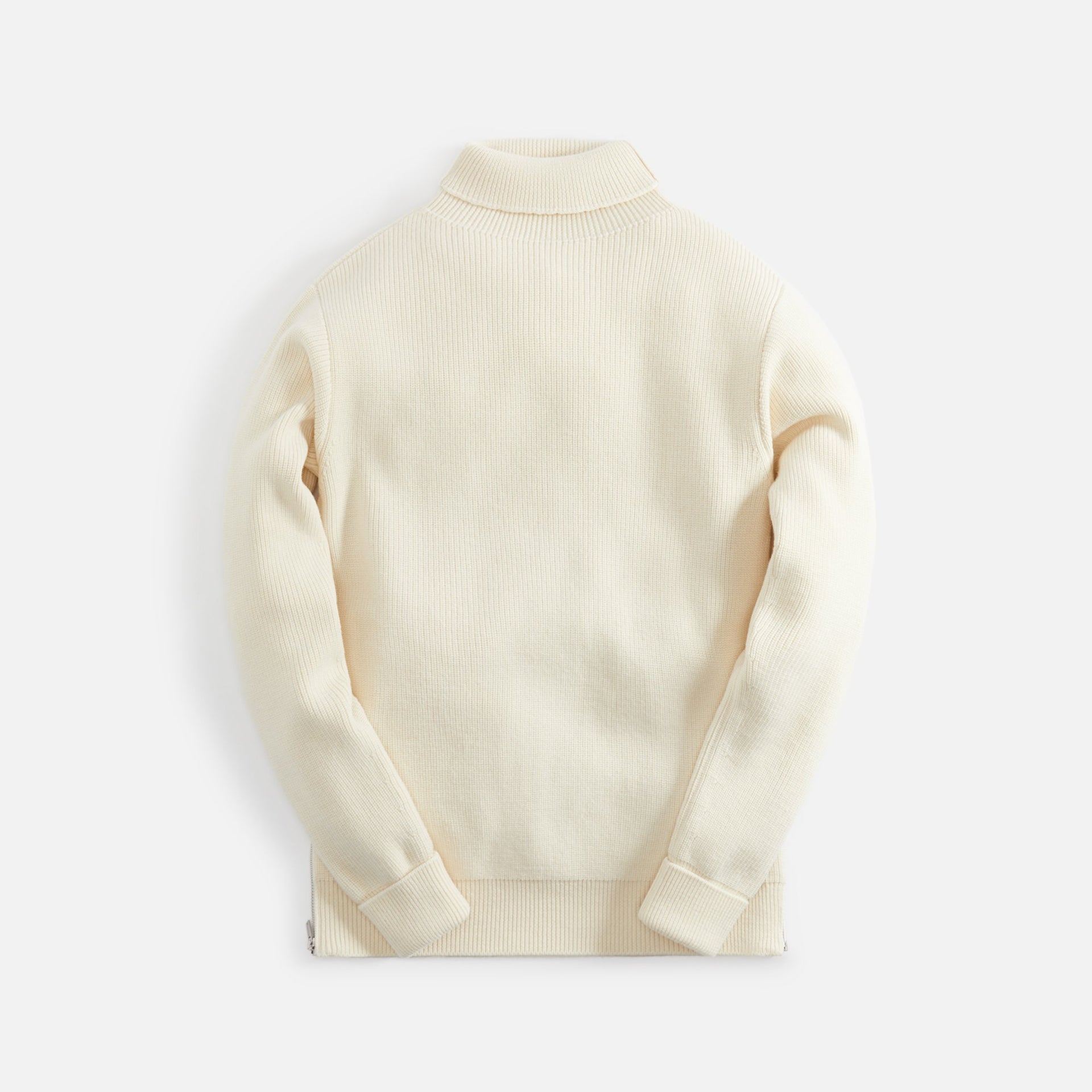 Jil Sander Compact Wool High Neck Rib Jumper With Side Seam Zipper - White