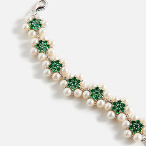 Veert The 42 Pearl Green Flower Bracelet - White Gold