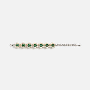 Veert The 42 Pearl Green Flower Bracelet - White Gold