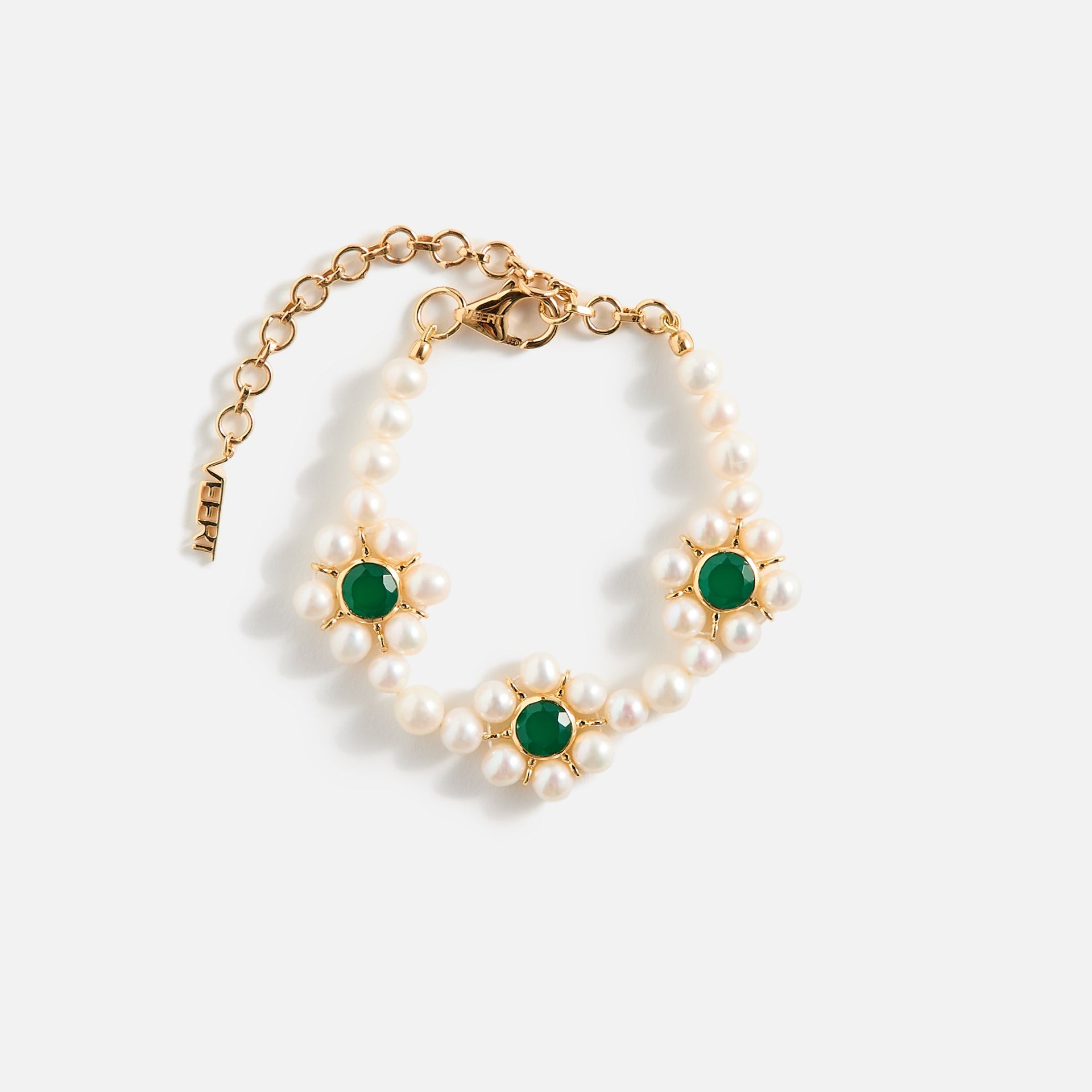 Veert The Trio Flower Pearl Bracelet - Yellow Gold