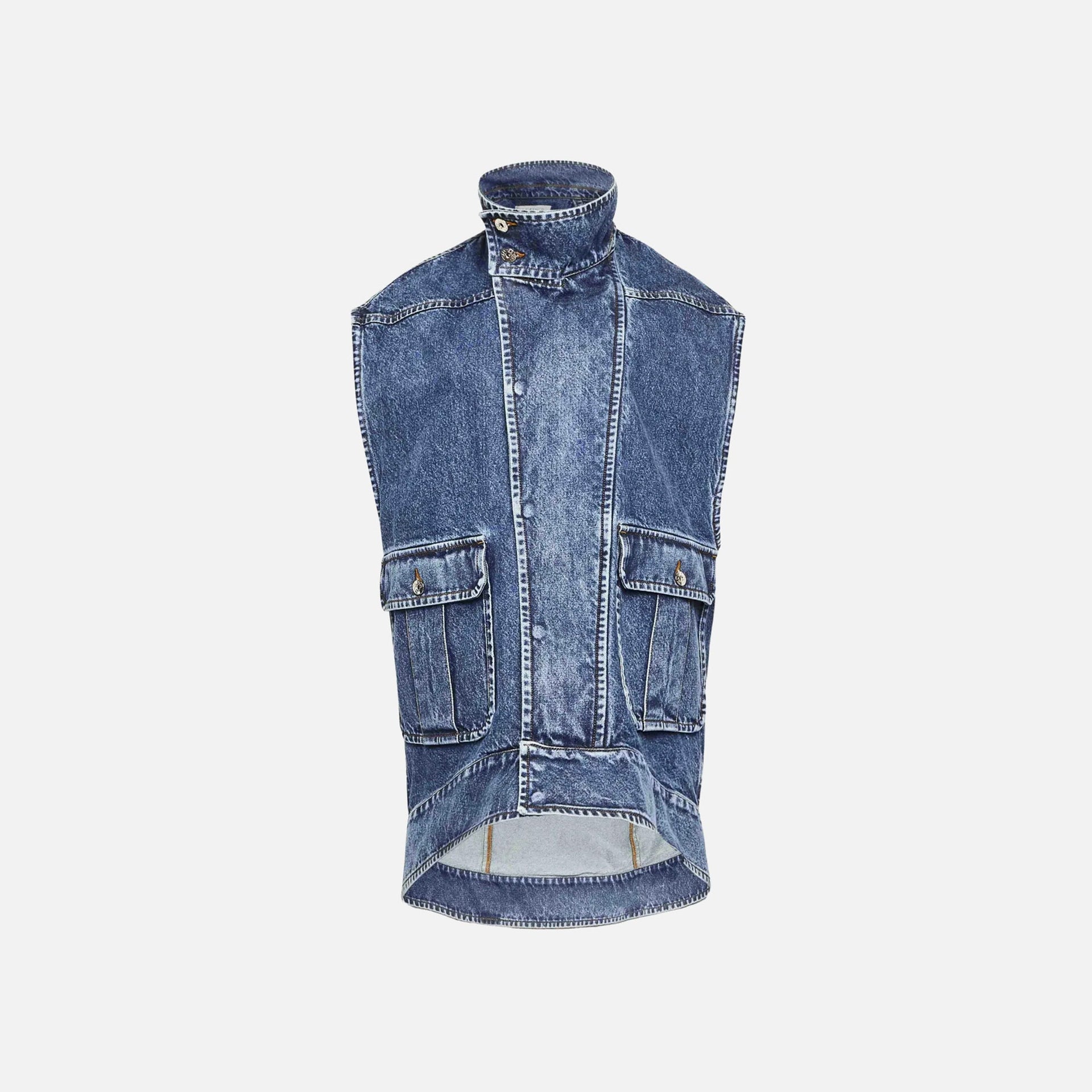 JW Anderson Oversized Sleeveless High Neck Jacket - Mid Blue