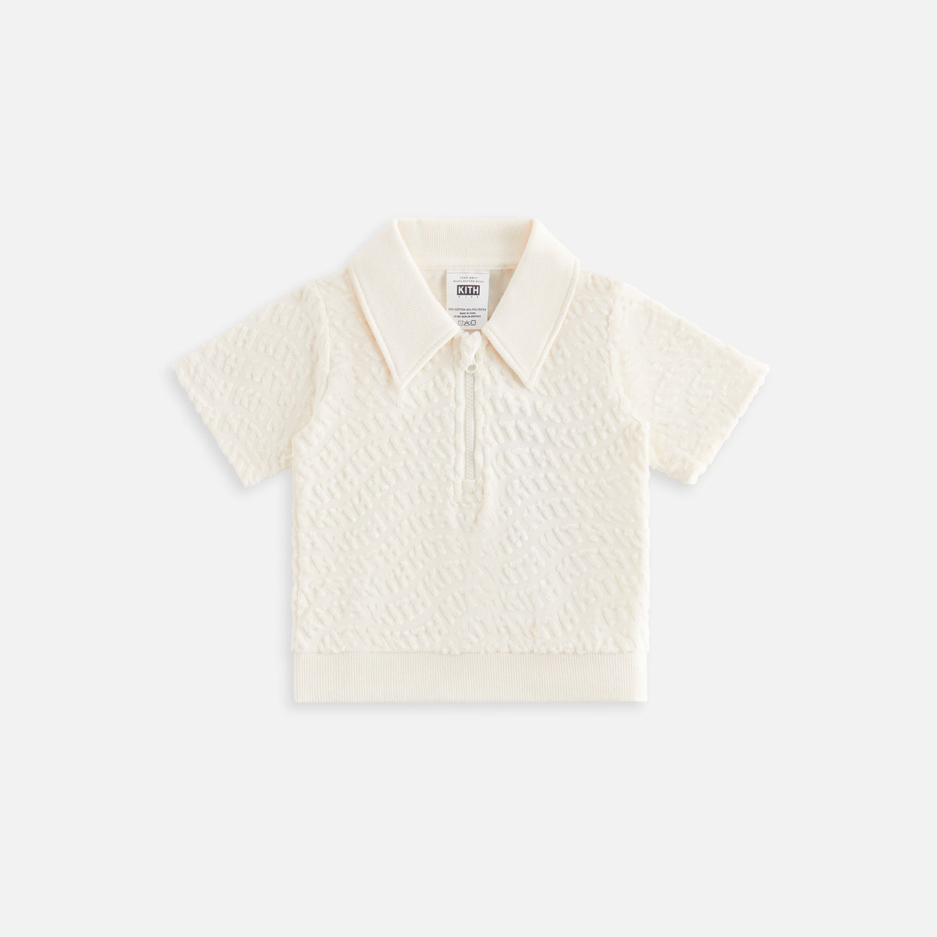 Kith Baby Wavy Monogram Terry Zip Polo - Sandrift