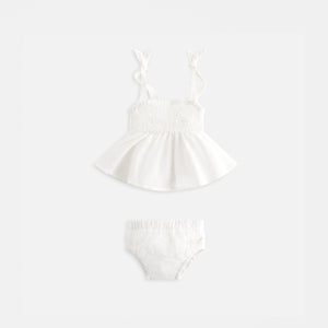 Kith Baby Blocked Broderie Bloomer Set - Silk