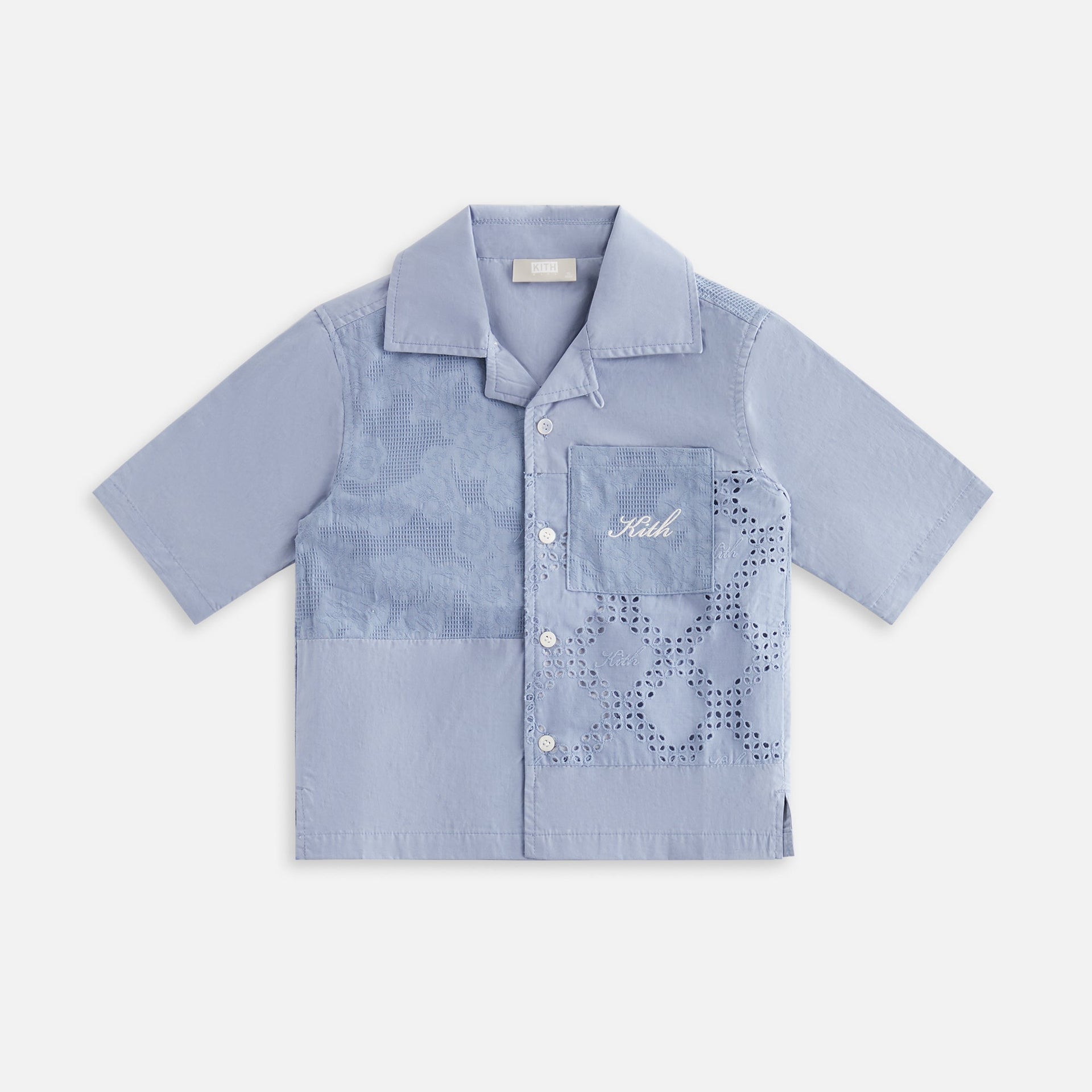 Kith Kids Blocked Broderie Camp Shirt - Climate