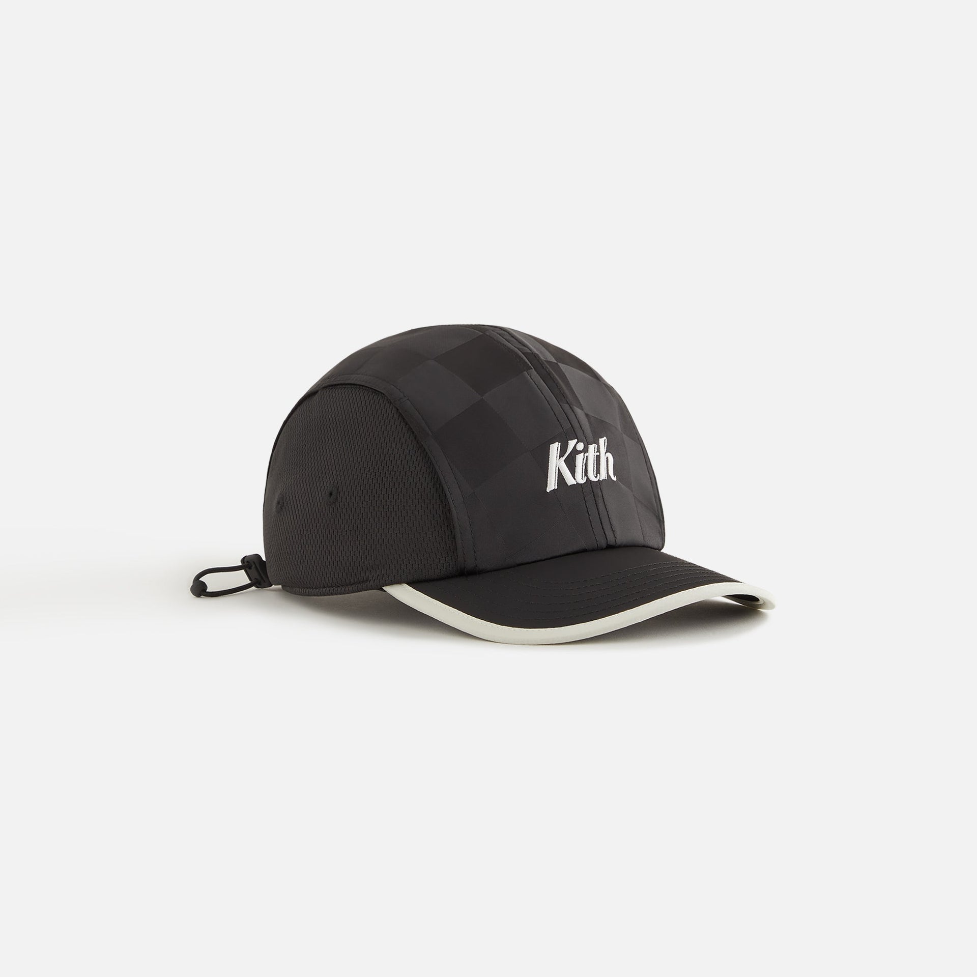 Kith Kids Checkered Satin Camper Cap - Black