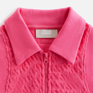 Kith Kids Wavy Monogram Terry Zip Polo Dress - Azalea