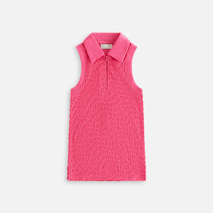 Kith Kids Wavy Monogram Terry Zip Polo Dress - Azalea