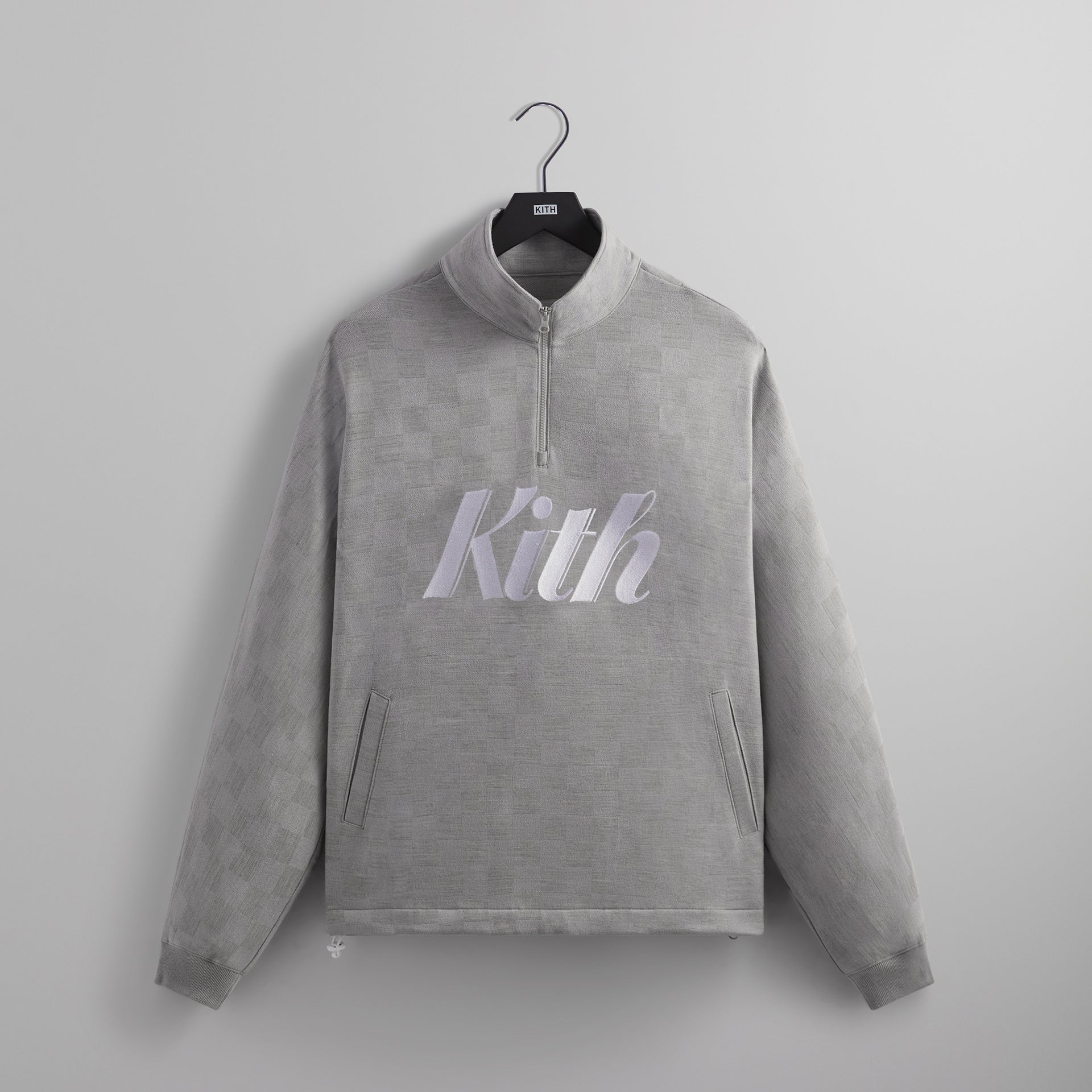 Kith Double Knit Davis Quarter Zip Pullover - Concrete