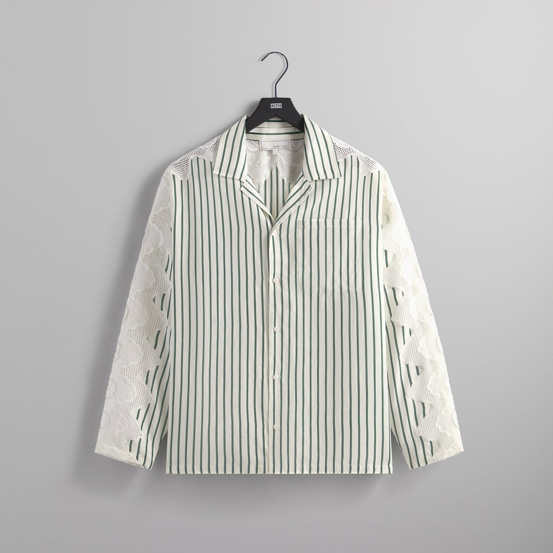 &Kin Lace Combo Adonis Camp Collar Shirt - Silk