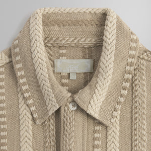 Kith Mixed Stripe Tweed Boxy Collared Overshirt - Creme